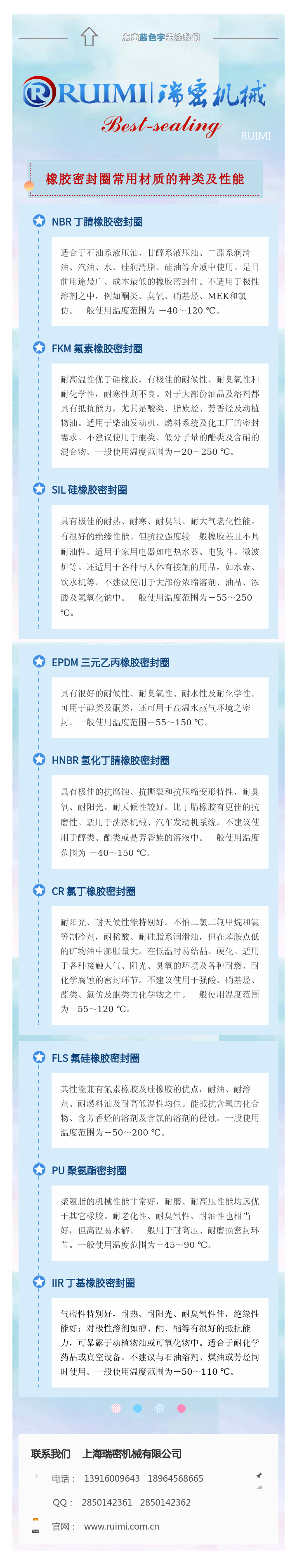 橡膠密封圈材質(zhì)的種類及性能
